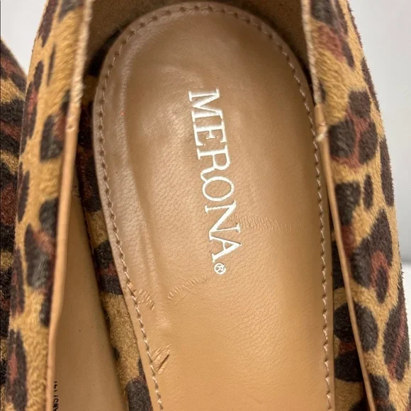 Merona Etta High Heel Women’s Sz8.5 Tan and Brown Leopard Print Chucky Heel#0252 - Picture 3 of 11